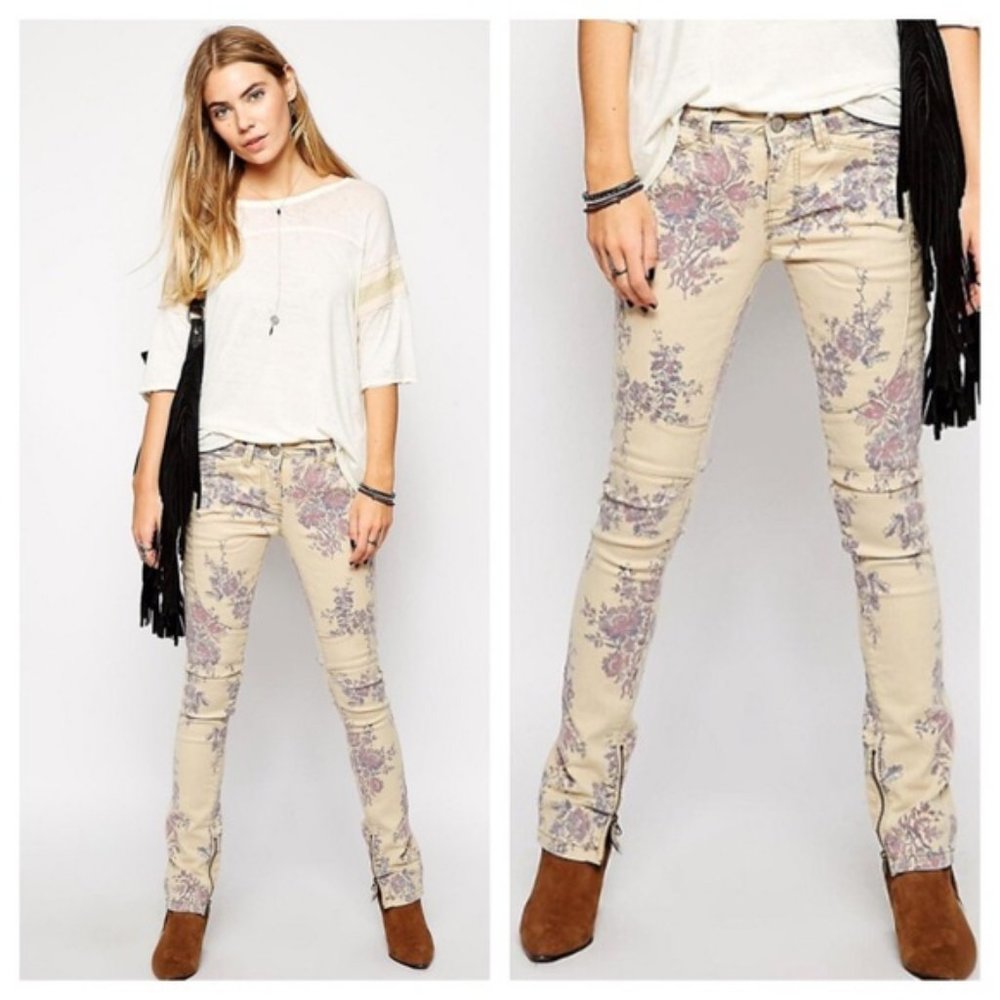Free People Floral Skinny Jeans - Size 25